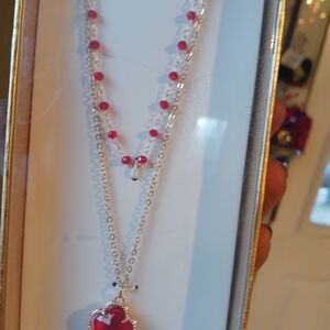 Elegant Red Arpels Necklace Set Earrings